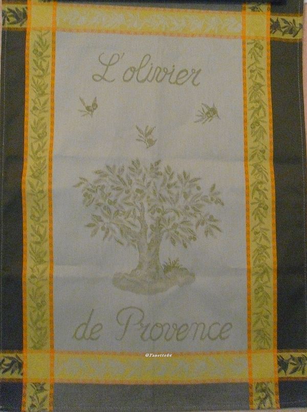 Torchon imprimé l'olivier de Provence