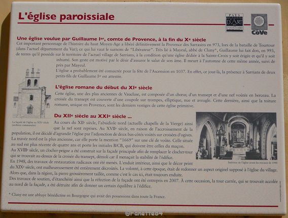 Panneau explicatif de l'église de Sarrians