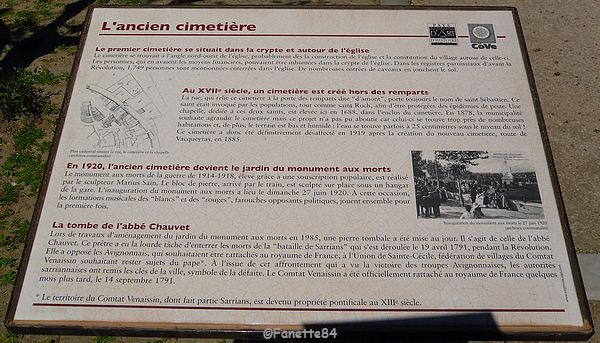 Panneau explicatif ancien cimetière à Sarrians