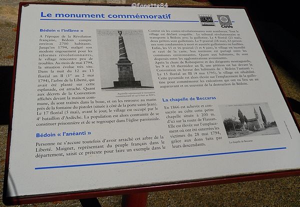 Panneau explicatif du Monument à Bédoin