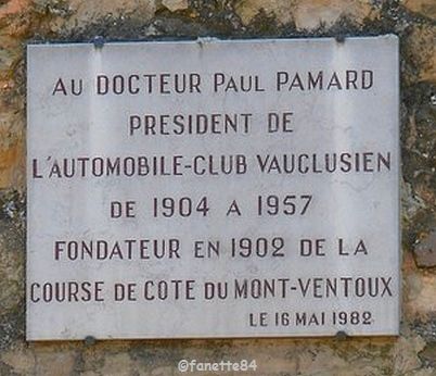 Plaque du Docteur Paul Pamard à Bédoin