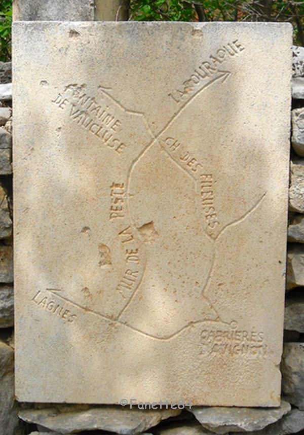 Carte sur le chemin de mur de la peste à Cabrières d'Avignon