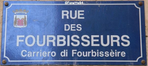 Plaque de rue des Fourbisseurs Avignon