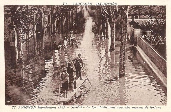 Avignon, inondation en 1935 Boulevard Saint-Ruf