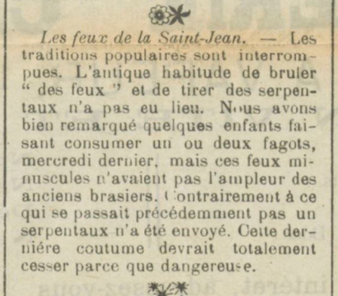 Feux de Saint Jean en 1915