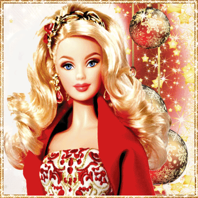 Barbie blonde fond rouge