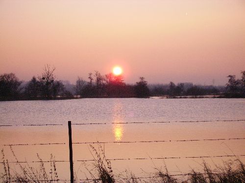 Couché de Soleil sur les plaines inondées (13/12/2007)