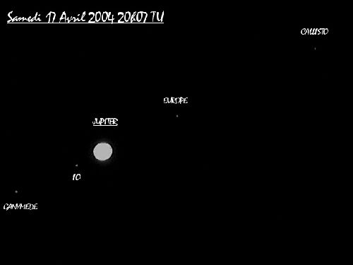 Jupiter le 17/04/04 avec ses 4 satellites