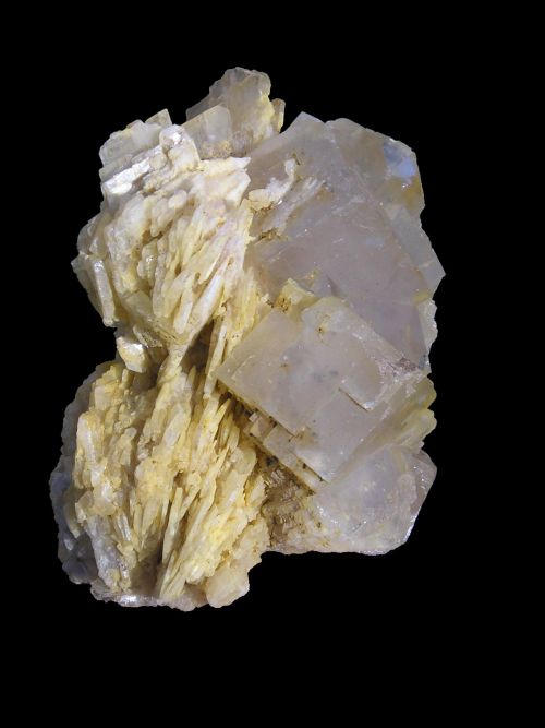 Fluorine sur Baryte - Saint-Jean-de-Maurienne - 73  (Taille du plus gros cube: 2cm x 2cm)e