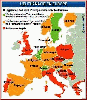 législation de l'Europe sur l'euthanasie