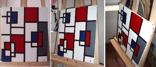 abstraction type Mondrian 46x38cm => 40 euros (sur commande)