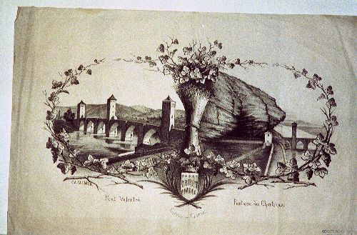 Un dessin du XIXème siècle : Calmon dessine Cahors