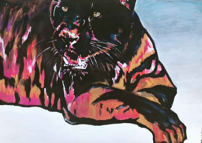 Pantheropard, acrylic on wood, 50x72cm