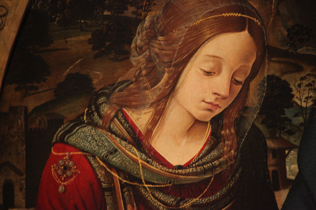 7-+Piero di Cosimo_Virgin_with_Child_between_Saint_John_the_Baptist_and_Saint_Magdalena_Detail Visage  BD.jpg