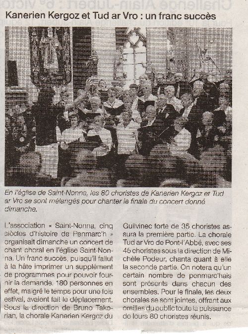 La chorale dans Ouest-France-septembre 2008