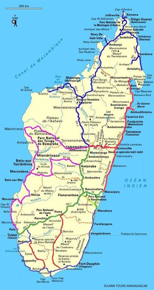 La carte de Madagascar avec tous nos circuits