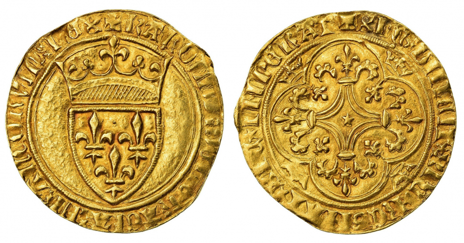 1-Charles VI-écu d'or-Mirabel ou Embrun-Vente Comptoir des monnaies de juillet 2020.jpg