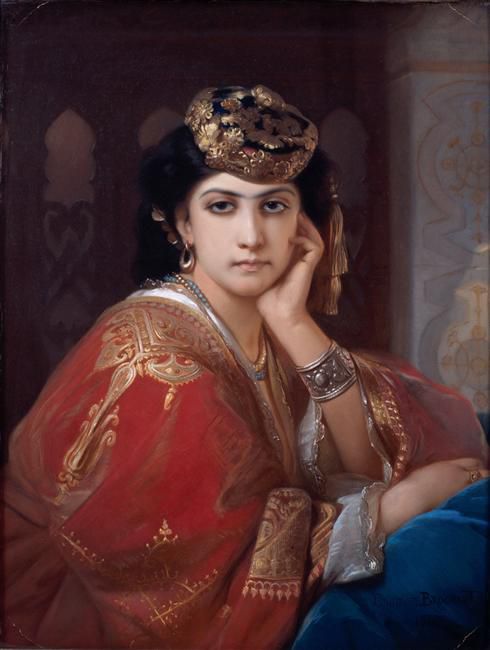 Portrait d'Aïcha, l 'une des femmes de l 'Emir Abdelkader, Constant Joseph Brochart (1816-1889 1899), issue du superbe blog thé au jasmin