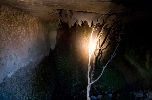 Vue de l\'entrée bétonnée de la grotte (Ph. Laurent Crassous)