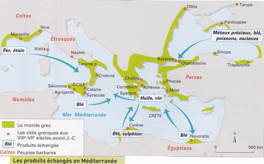 Echanges dans le monde grec. Carte.jpg