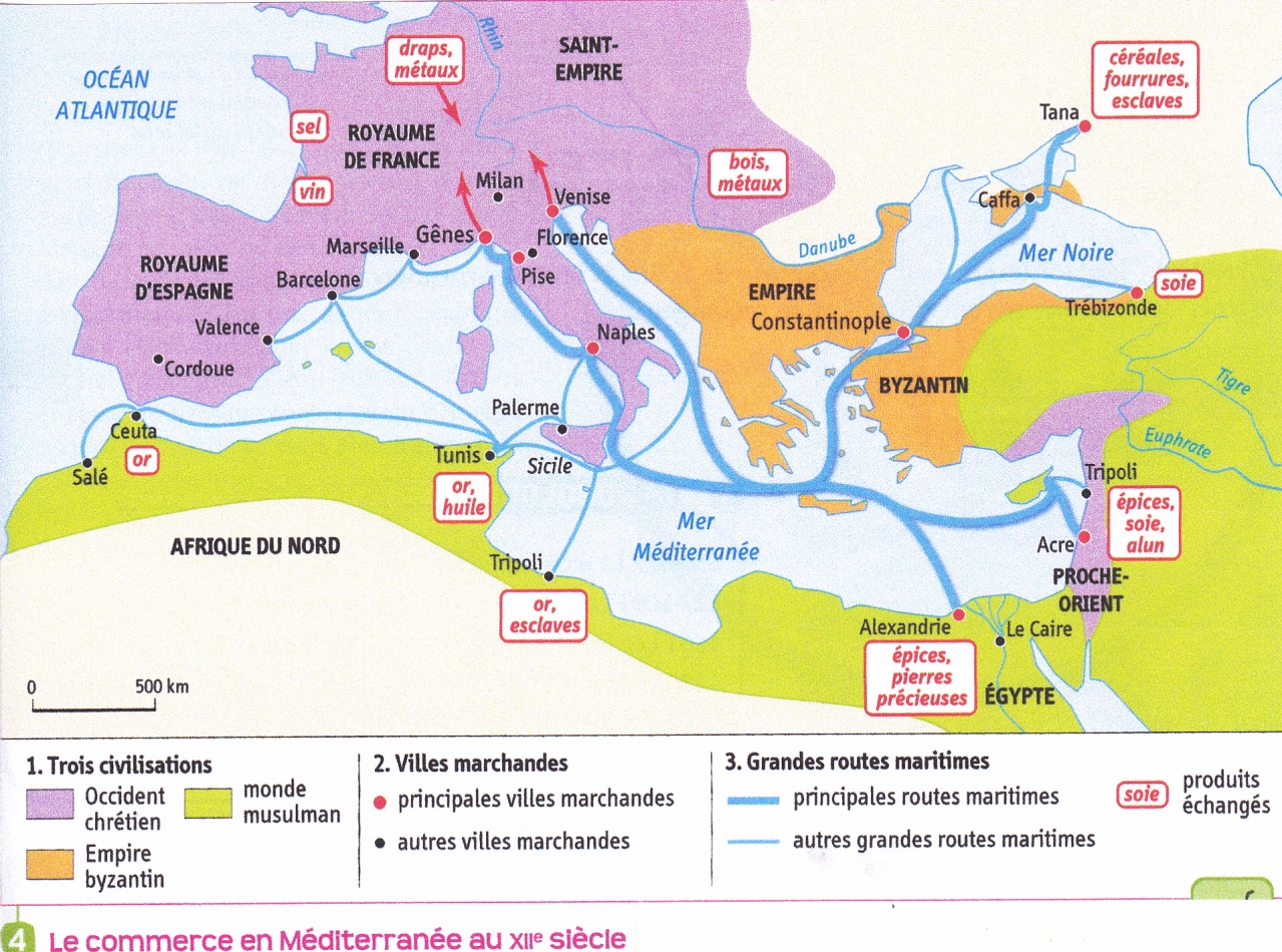 carte du commerce en méditerranée
