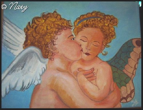The first kiss, d\'après William Bouguereau