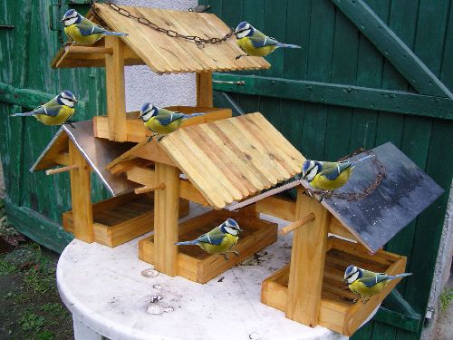 Mangeoire pour oiseaux toit bois ou alu