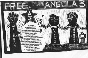 angola-three free the angola three affiche flyer de soutien Black Panthers