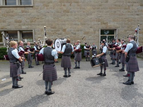 Isle of Cumbrae Pipe Band in training
