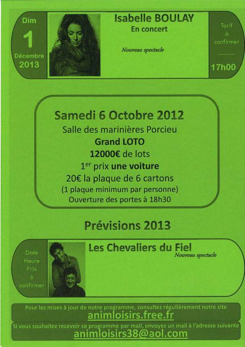 Flyer de la programmation 201/2013 envoyé par Roland notre guide