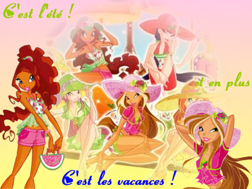 Fond écran été Layla , Flora + toutes les winx