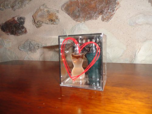ST VALENTIN 2011 - LOVE CINEMA Duo miniature CLASSIQUE et LE MALE dans boite cube plexi - Article neuf jamais ouvert prix 18€