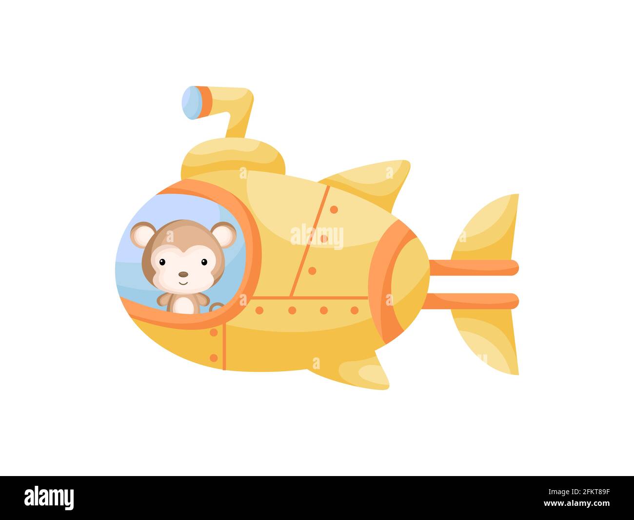 un-petit-singe-mignon-navigue-sur-un-sous-marin-jaune-personnage-de-dessin-anime-pour-les-enfants-livre-album-douche-de-bebe-carte-de-voeux-invitation-de-fete-interieur-de-la-maison-2fkt89f