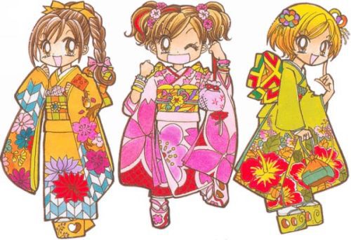 3 filles en kimono