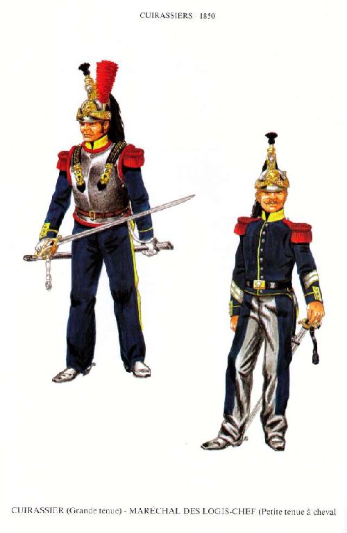  1850 cuirassier(grande tenue)-marechal des logis-chef(petite a cheval)