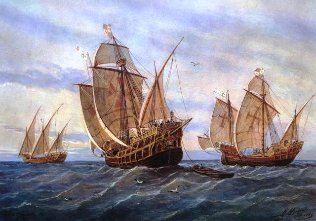 Rafael_Monleon_y_Torres_-_The_three_caravels_of_Christopher_Columbus_-_(MeisterDrucke-1089231)