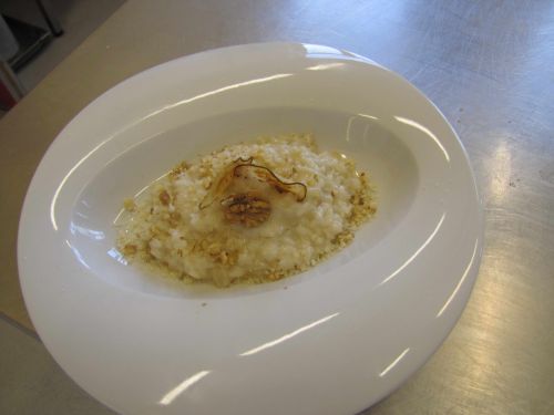 Risotto au gorgonzola, poires et noix