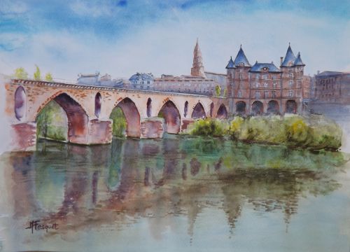 844 - Montauban : le pont vieux et le musée Ingres