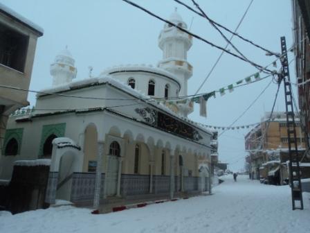 Mosquée centrale de Lemroudj sous la neige