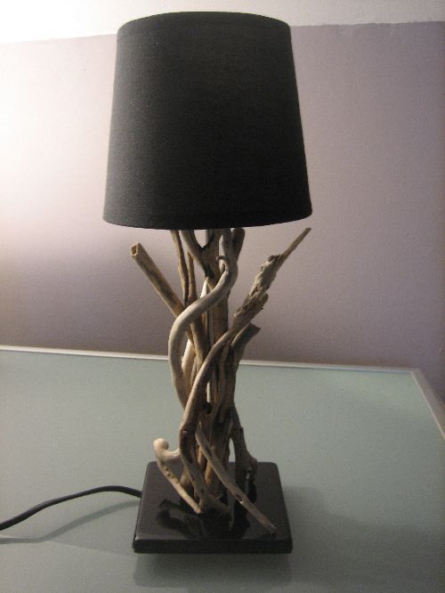 mini lampe de chevet en bois flotté