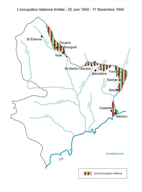 zones d'occupation italienne 1940-1942