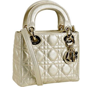 Bags. Christian Dior. Silver Quilted Goatskin Mini Tote.