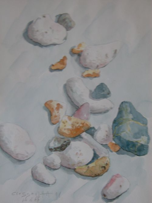 Cailloux de plage    (aquarelle   60x50)