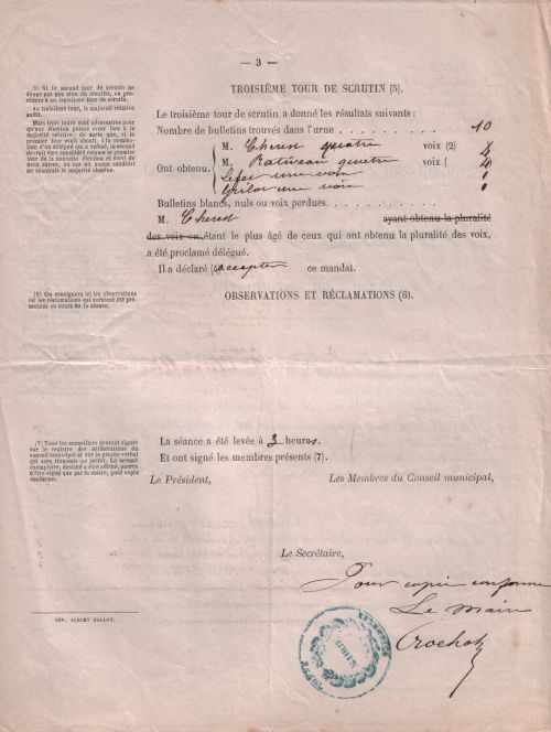 Bureau de Bienfaisance, délibération du conseil municipal