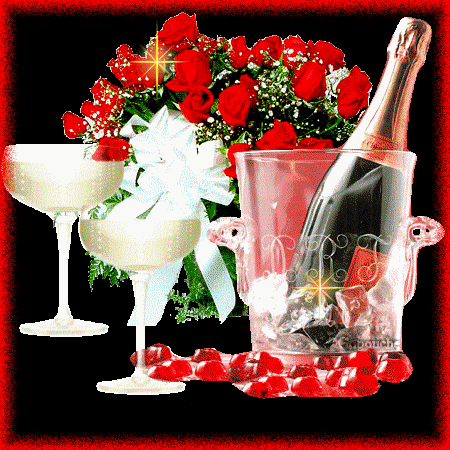 bon anniversaire roses et champagne
