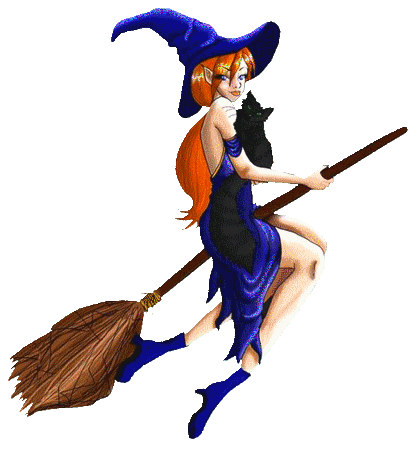 gif halloween witch broom cat