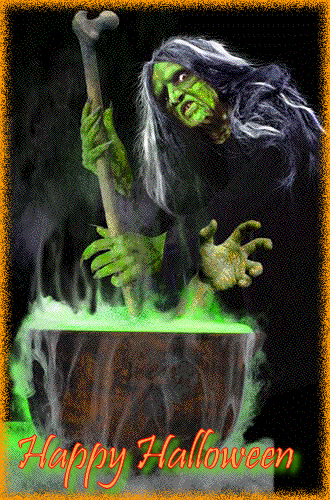 happy halloween witch cauldron