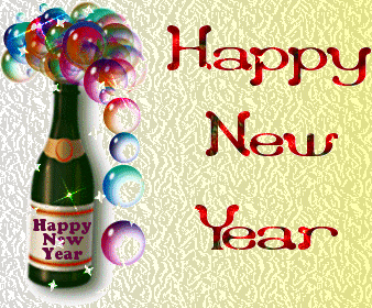 gif happy new year champagne coupes et bulles