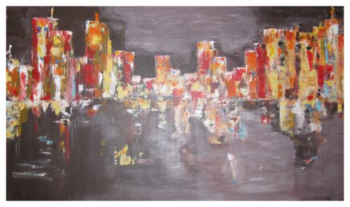 nuit sur la ville ( acrylique 1,15x70)  ( année 2009 )