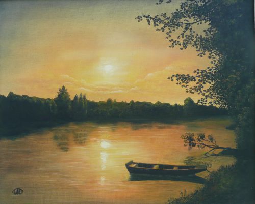 Coucher de soleil sur la rivière  (46X38)